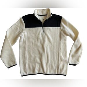 ZYIA Cream and Black Fleece Quarter-Zip Hoodie